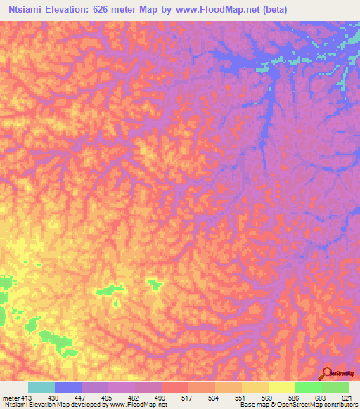 Ntsiami,Congo (Brazzaville) Elevation Map