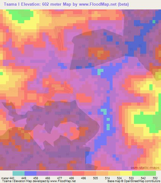 Tsama I,Congo (Brazzaville) Elevation Map