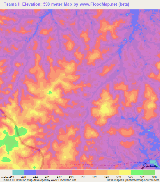 Tsama II,Congo (Brazzaville) Elevation Map