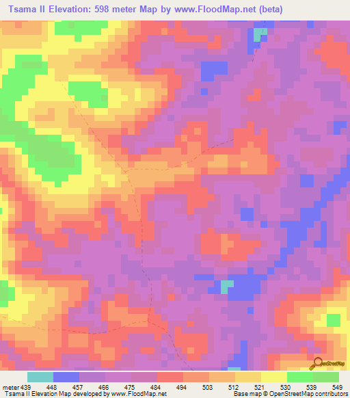 Tsama II,Congo (Brazzaville) Elevation Map