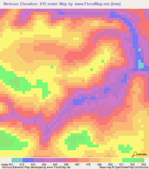 Ntchouo,Congo (Brazzaville) Elevation Map