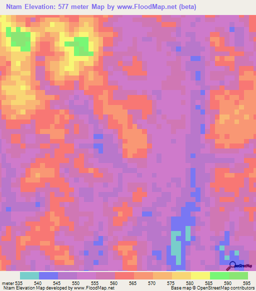 Ntam,Congo (Brazzaville) Elevation Map