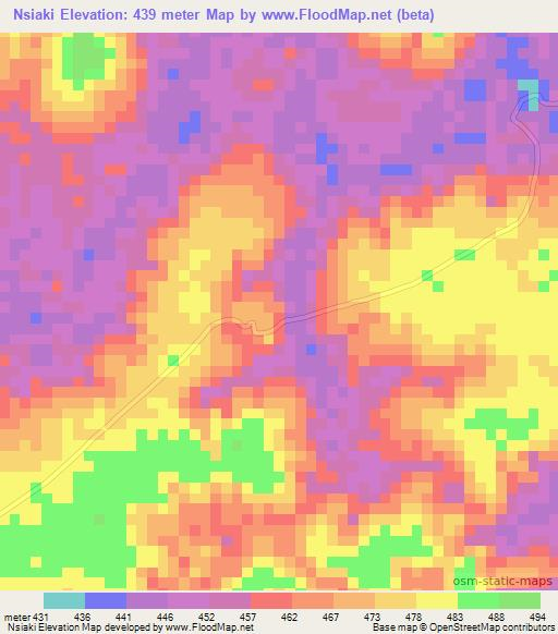 Nsiaki,Congo (Brazzaville) Elevation Map