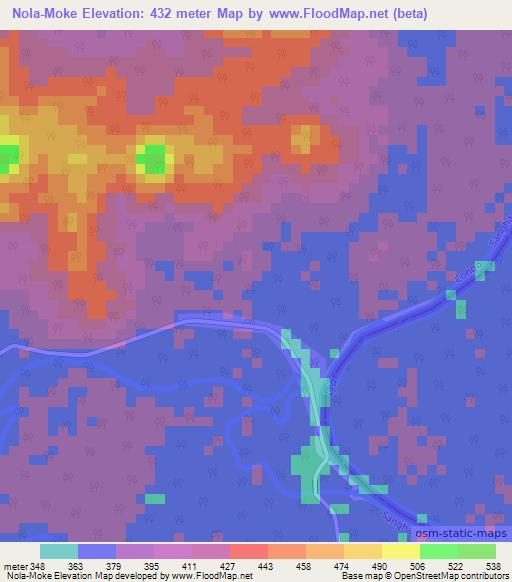 Nola-Moke,Congo (Brazzaville) Elevation Map