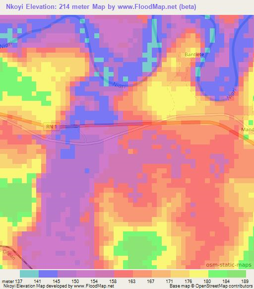 Nkoyi,Congo (Brazzaville) Elevation Map