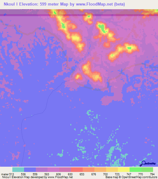 Nkoul I,Congo (Brazzaville) Elevation Map