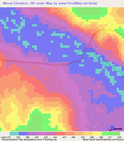 Nkoua,Congo (Brazzaville) Elevation Map
