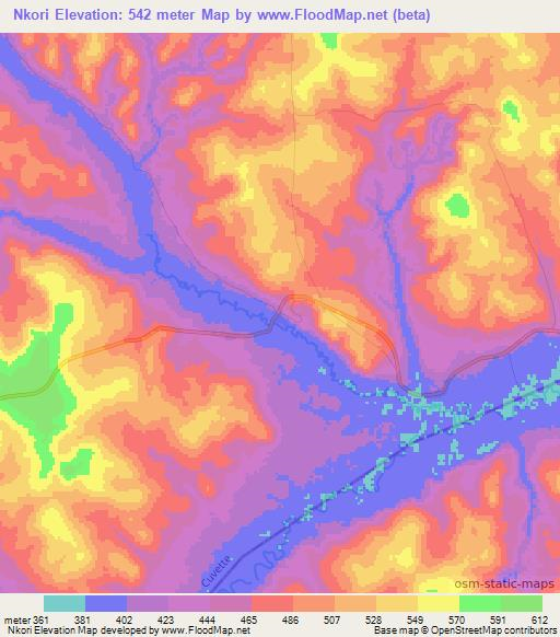Nkori,Congo (Brazzaville) Elevation Map
