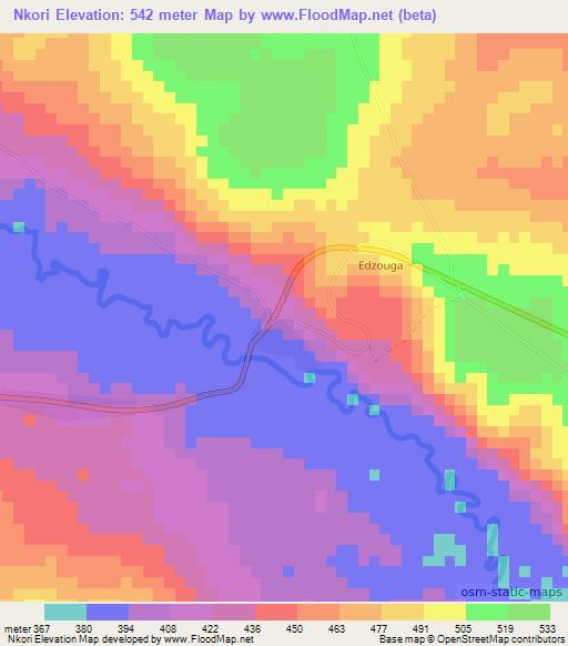 Nkori,Congo (Brazzaville) Elevation Map
