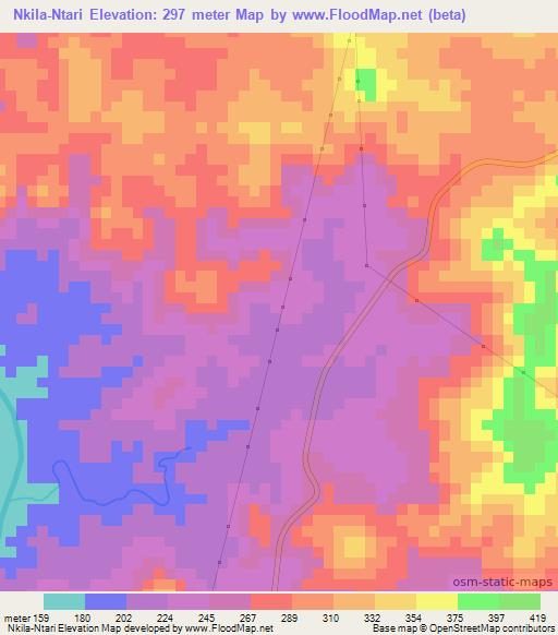 Nkila-Ntari,Congo (Brazzaville) Elevation Map