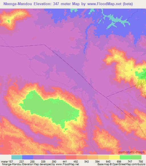 Nkenge-Mandou,Congo (Brazzaville) Elevation Map