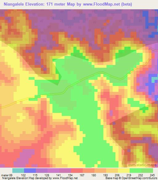 Niangalele,Congo (Brazzaville) Elevation Map