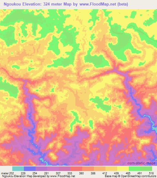 Ngoukou,Congo (Brazzaville) Elevation Map