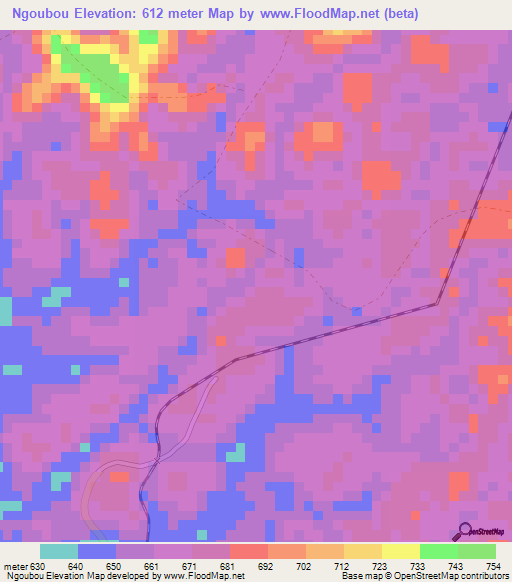 Ngoubou,Congo (Brazzaville) Elevation Map