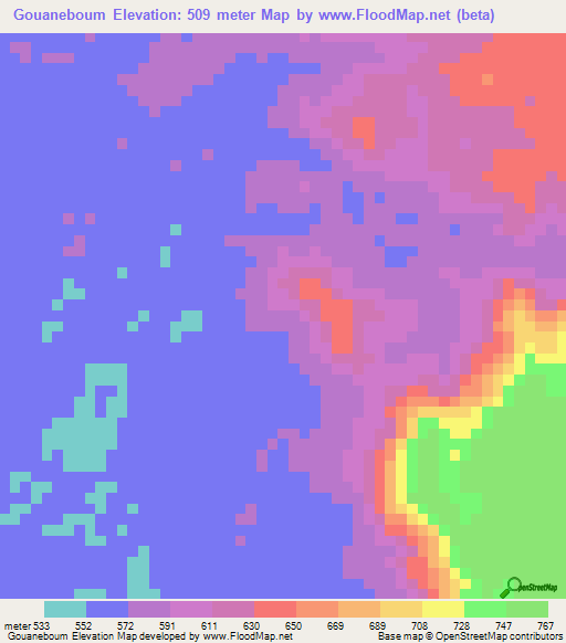 Gouaneboum,Congo (Brazzaville) Elevation Map