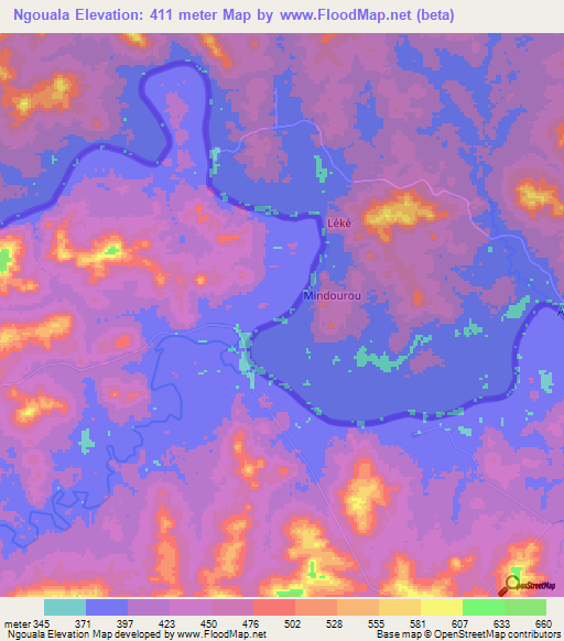 Ngouala,Congo (Brazzaville) Elevation Map
