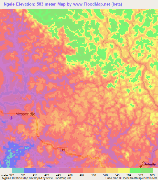 Ngele,Congo (Brazzaville) Elevation Map