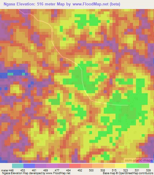Ngasa,Congo (Brazzaville) Elevation Map
