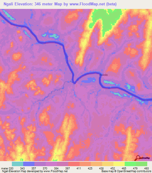 Ngali,Congo (Brazzaville) Elevation Map