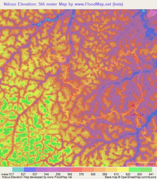 Ndouo,Congo (Brazzaville) Elevation Map