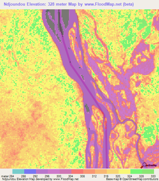 Ndjoundou,Congo (Brazzaville) Elevation Map