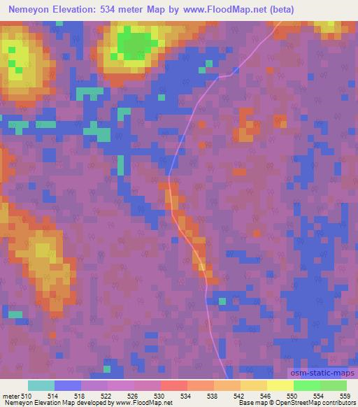 Nemeyon,Congo (Brazzaville) Elevation Map