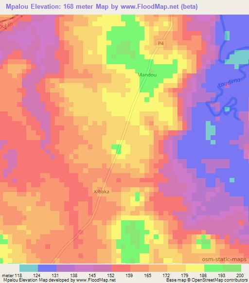 Mpalou,Congo (Brazzaville) Elevation Map