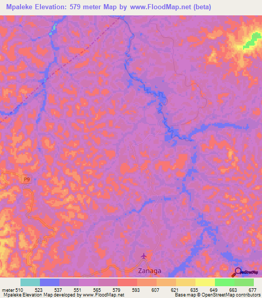 Mpaleke,Congo (Brazzaville) Elevation Map