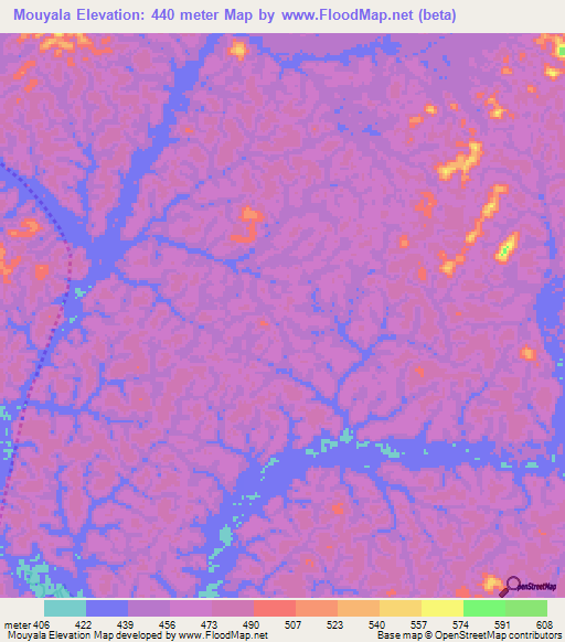 Mouyala,Congo (Brazzaville) Elevation Map