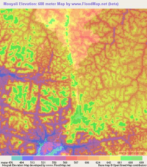 Mouyali,Congo (Brazzaville) Elevation Map