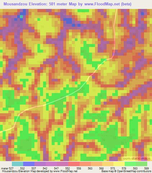 Mousandzou,Congo (Brazzaville) Elevation Map