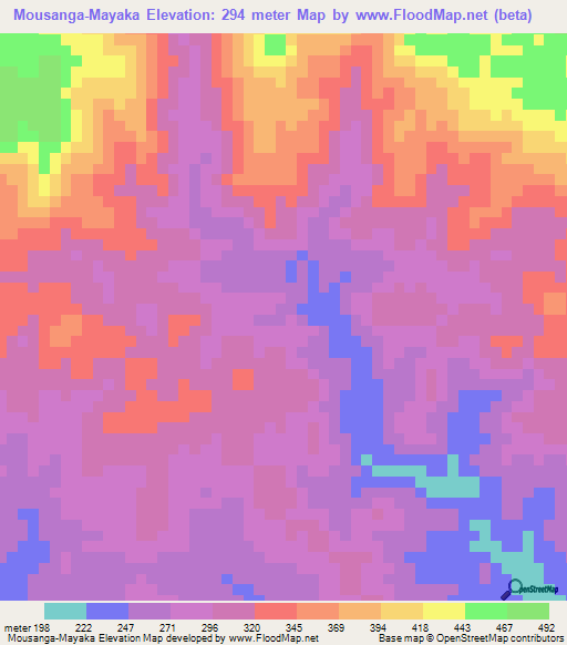 Mousanga-Mayaka,Congo (Brazzaville) Elevation Map