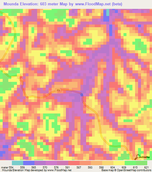 Mounda,Congo (Brazzaville) Elevation Map
