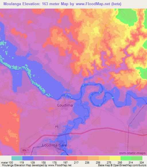 Moulanga,Congo (Brazzaville) Elevation Map