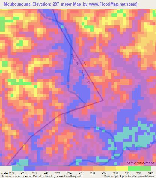 Moukousouna,Congo (Brazzaville) Elevation Map