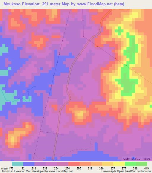 Moukoso,Congo (Brazzaville) Elevation Map