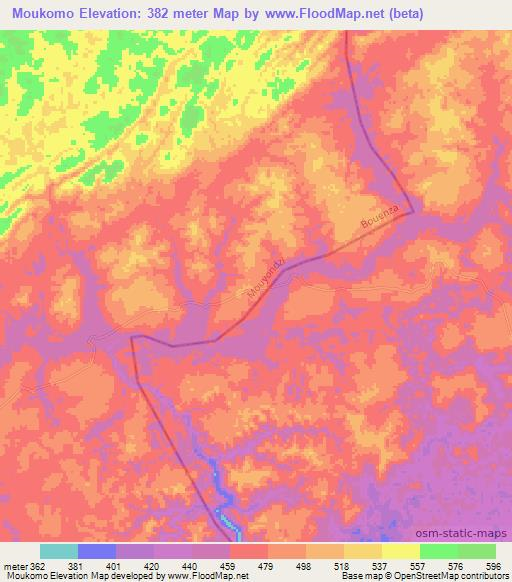 Moukomo,Congo (Brazzaville) Elevation Map