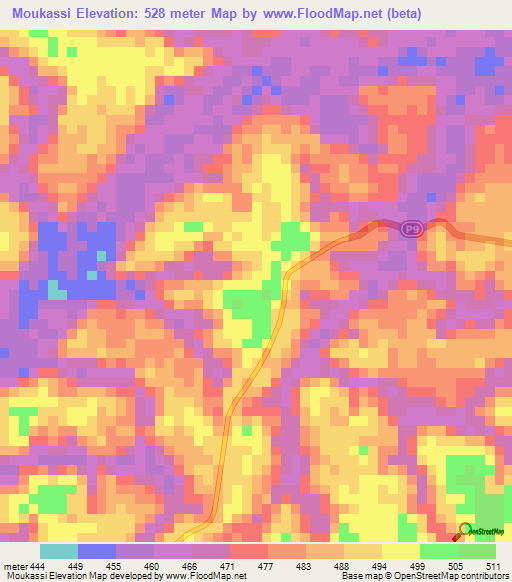 Moukassi,Congo (Brazzaville) Elevation Map