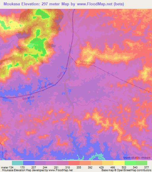 Moukasa,Congo (Brazzaville) Elevation Map