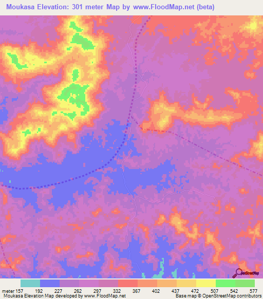 Moukasa,Congo (Brazzaville) Elevation Map