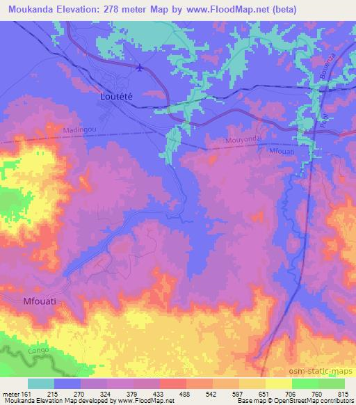 Moukanda,Congo (Brazzaville) Elevation Map