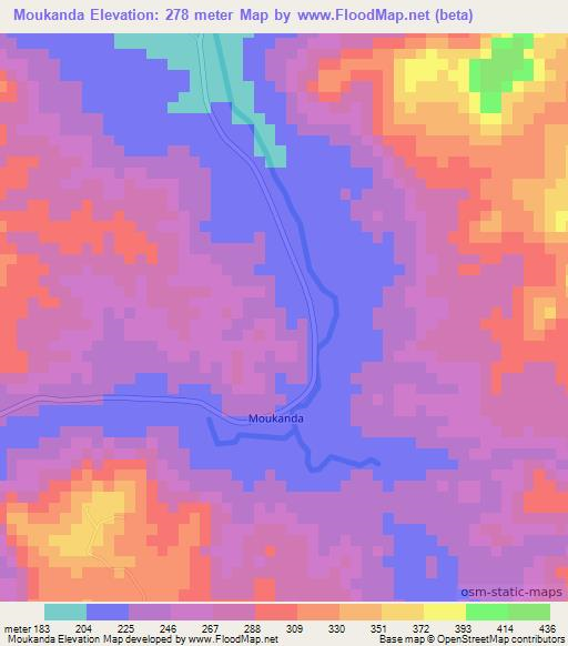 Moukanda,Congo (Brazzaville) Elevation Map