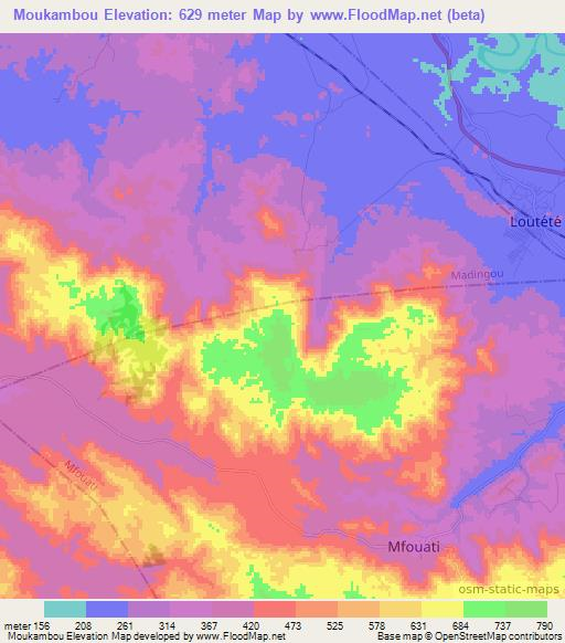 Moukambou,Congo (Brazzaville) Elevation Map