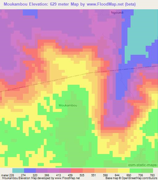 Moukambou,Congo (Brazzaville) Elevation Map