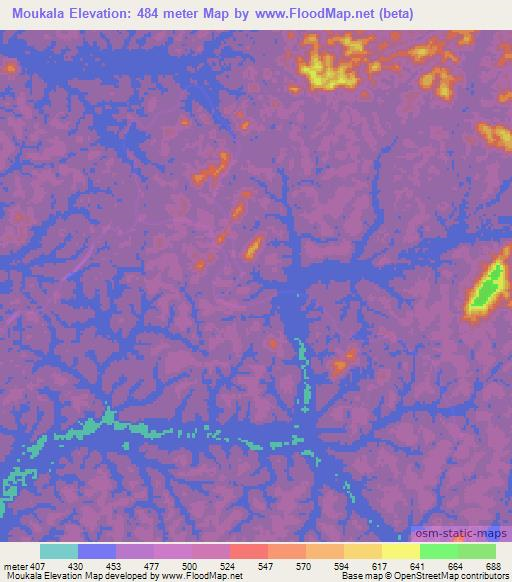 Moukala,Congo (Brazzaville) Elevation Map