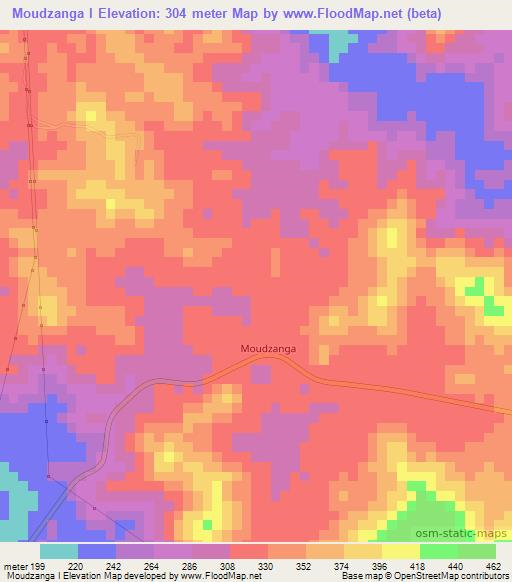 Moudzanga I,Congo (Brazzaville) Elevation Map