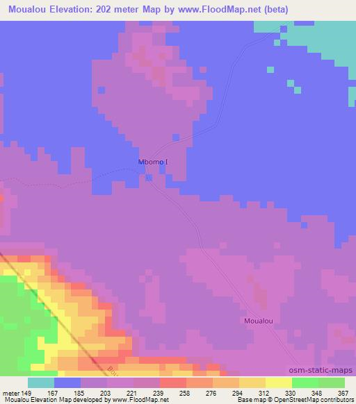 Moualou,Congo (Brazzaville) Elevation Map