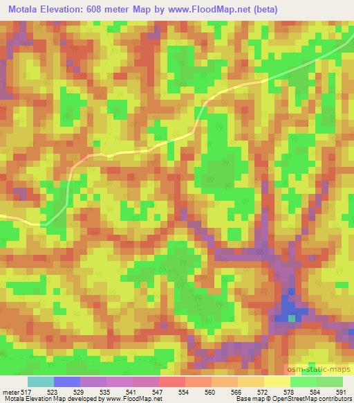 Motala,Congo (Brazzaville) Elevation Map