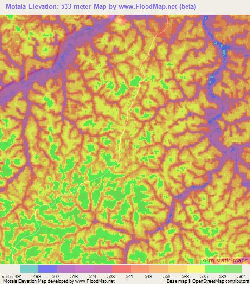 Motala,Congo (Brazzaville) Elevation Map