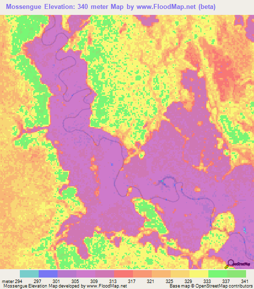 Mossengue,Congo (Brazzaville) Elevation Map